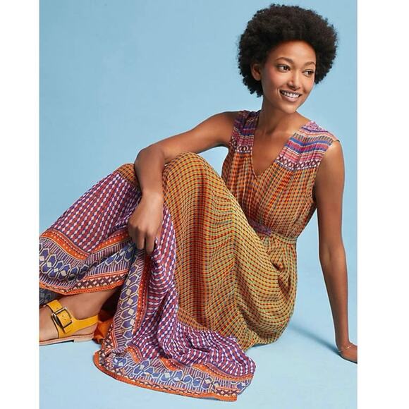 Anthropologie Aelyn Embroidered Maxi Dress by TANVI KEDIA Sz 4 - Picture 1 of 14